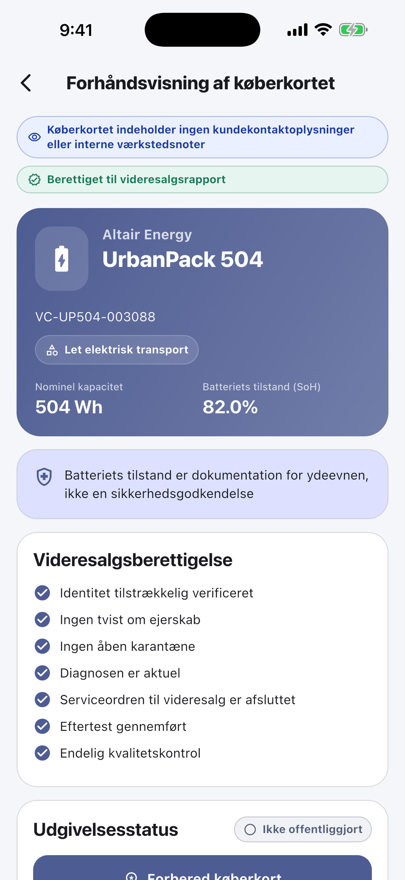 Batteripassoftware til reparationsværksteder — Aflever og offentliggør