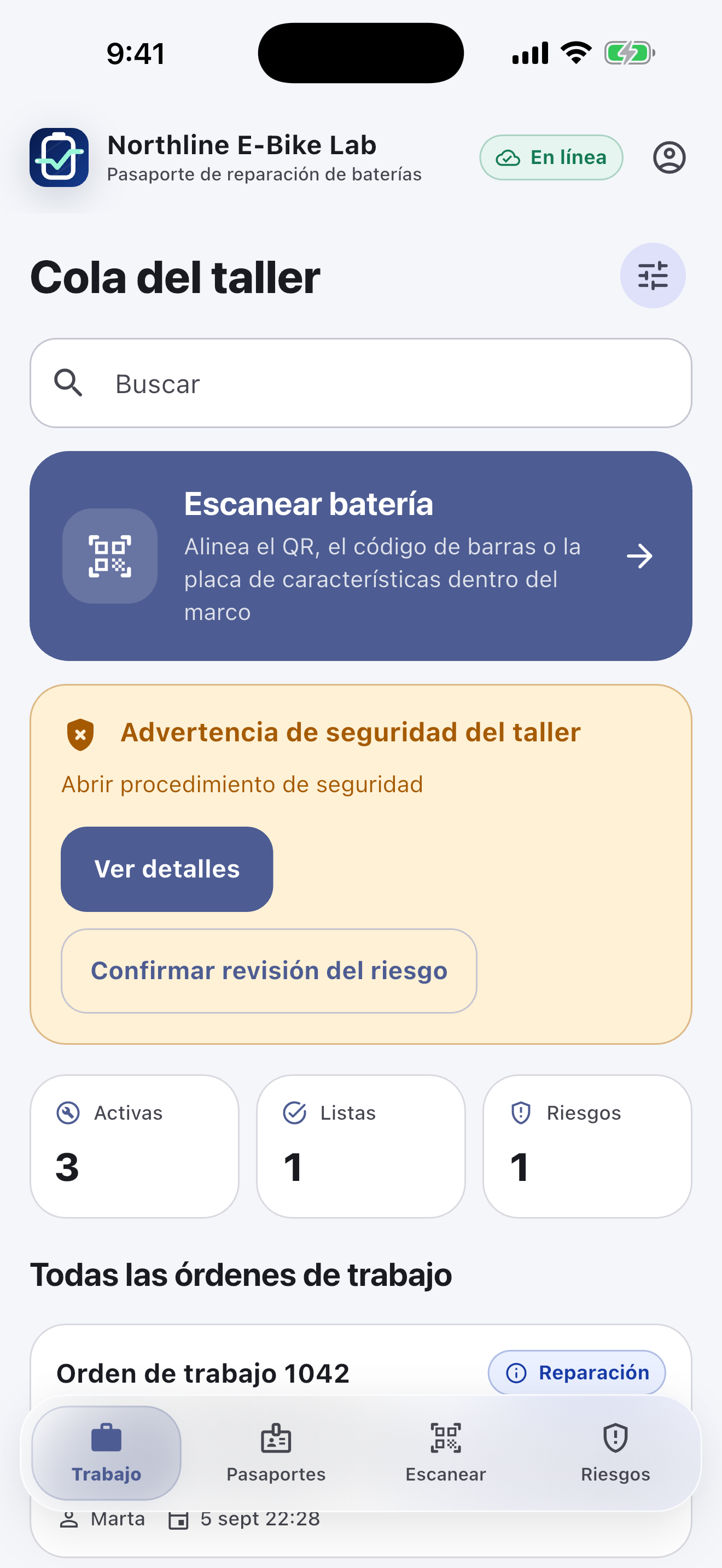 Software de pasaporte de baterías para talleres de reparación — Diagnosticar y presupuestar