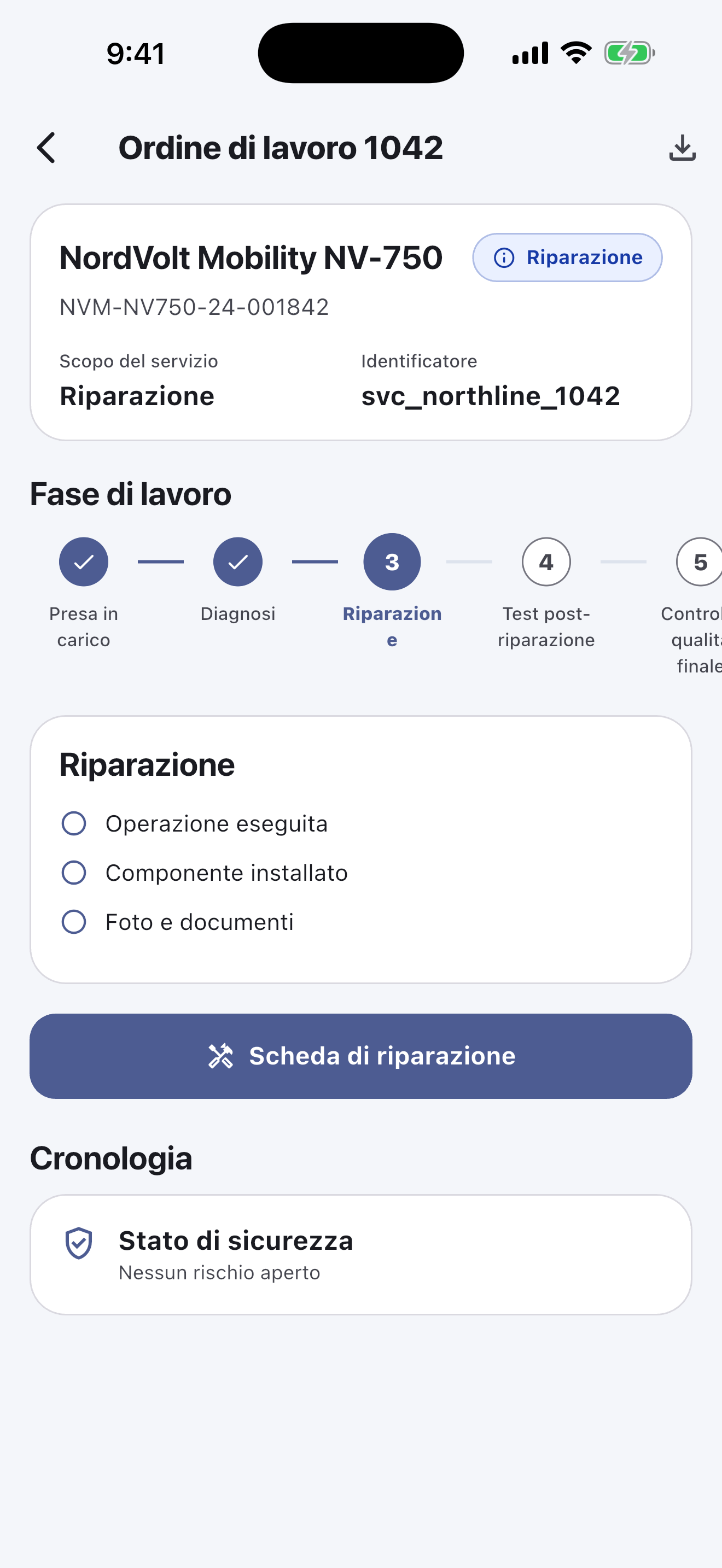 Software per il passaporto batteria delle officine — Ripara e verifica
