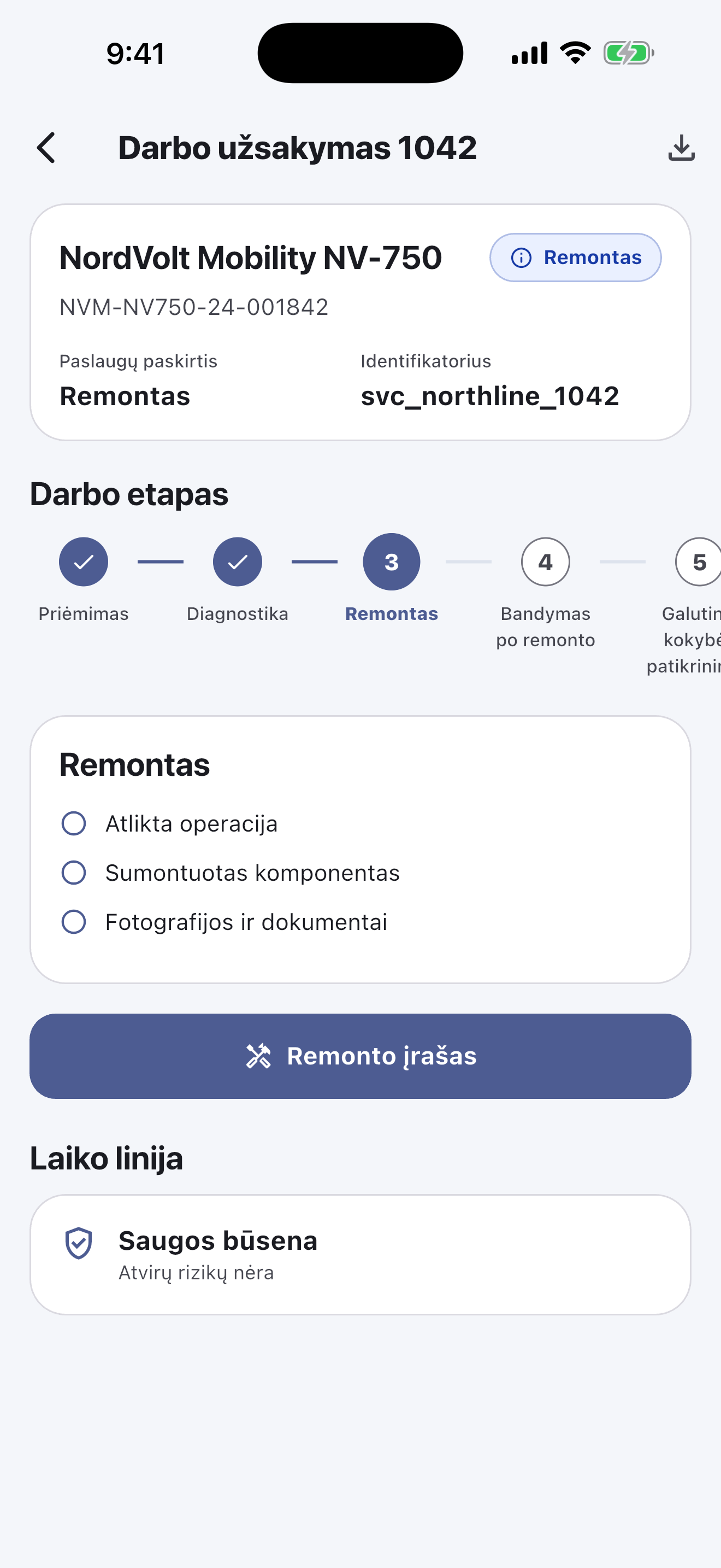 Baterijos paso programinė įranga remonto dirbtuvėms — Remontuokite ir patikrinkite kokybę