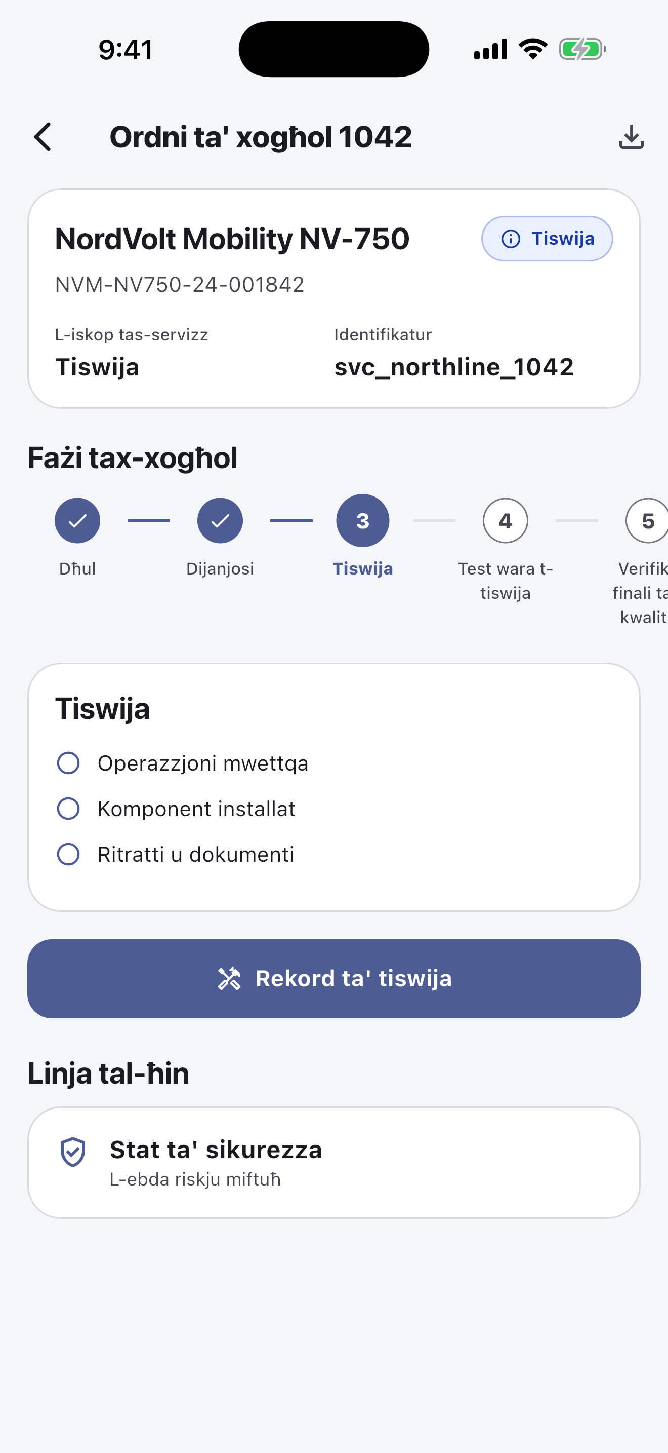 Software tal-Passaport tal-Batterija għal Workshops tat-Tiswija — Tiswija u kontroll tal-kwalità