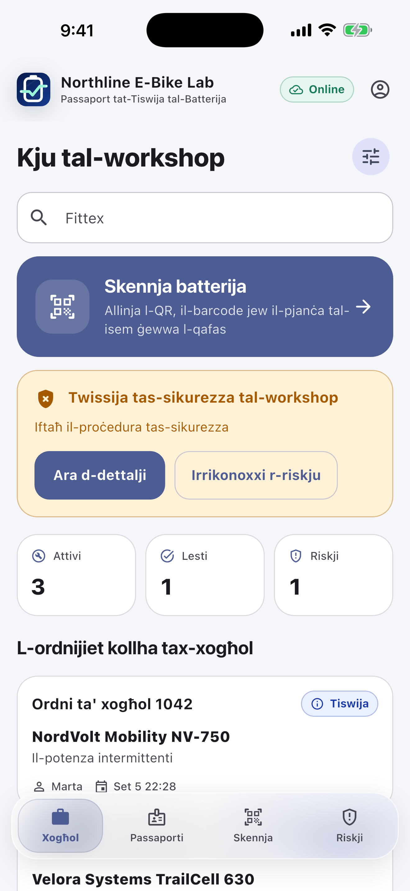Software tal-Passaport tal-Batterija għal Workshops tat-Tiswija — Iddijanjostika u tikseb l-approvazzjoni