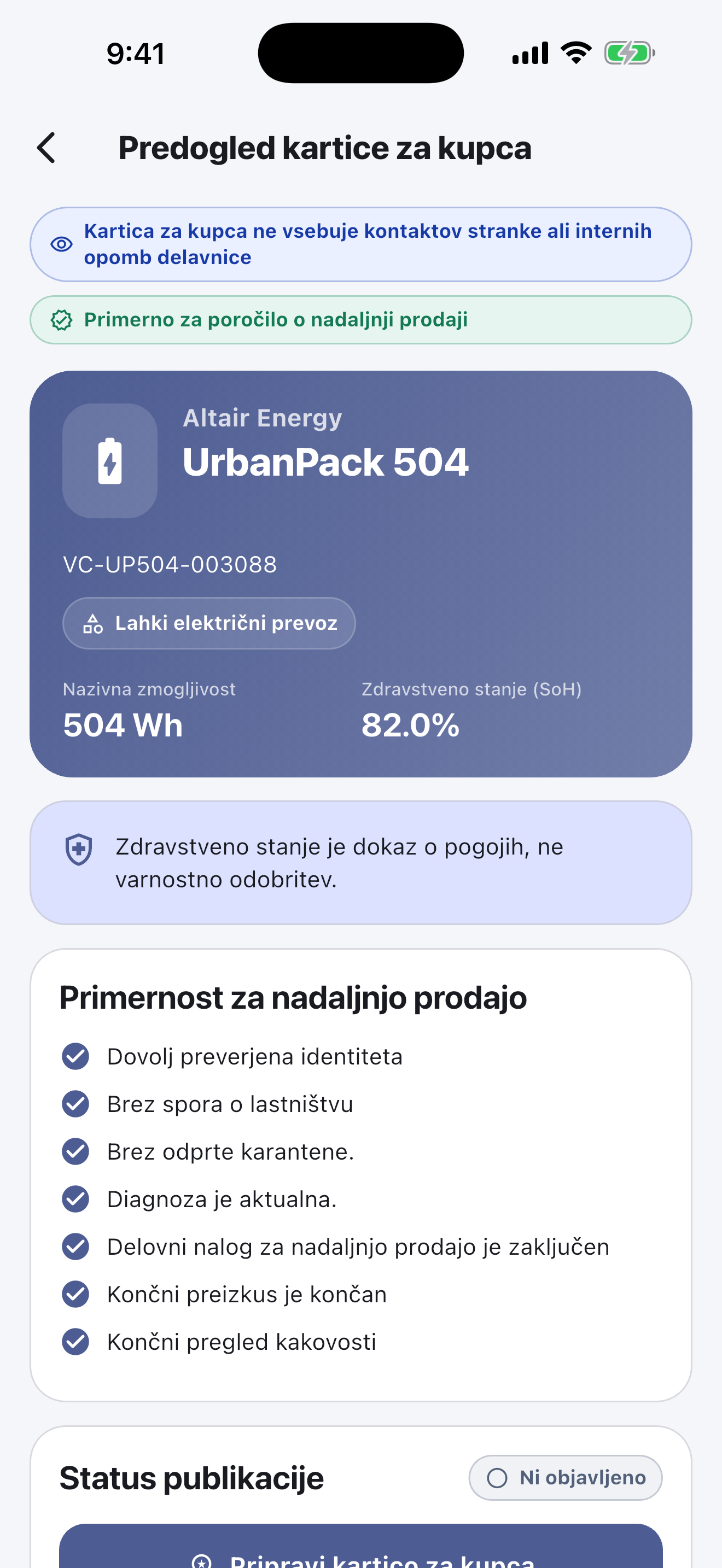 Programska oprema Battery Passport za servisne delavnice — Predajte in objavite